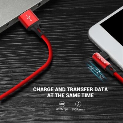 USB tipo A de 90 grados Type-C 3A Codo Cable de datos recubrimiento de Nylon