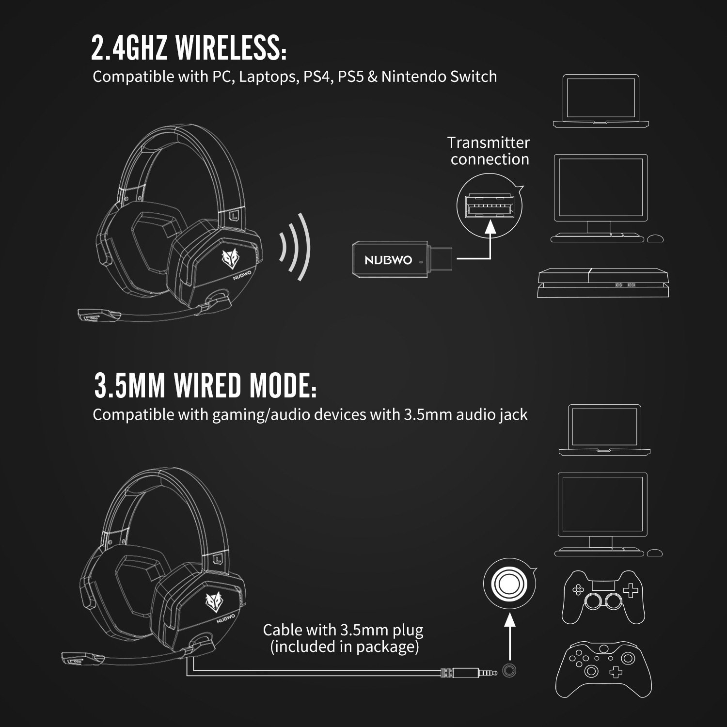 Audífonos Gamer Wireless Pro-Elite – Cancelación de Ruido Activa, Sonido Envolvente y Diseño Ergonómico Premium - Image 3