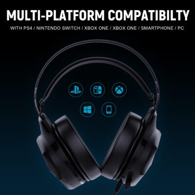 HONCAM Auriculares inalámbricos para juegos con micrófono, 2.4 G/Bluetooth/3.5 mm 3 en 1 auriculares estéreo para juegos, accesorios PS5, auriculares inalámbricos Bluetooth, adecuados para PC, PS4, Playstation 5